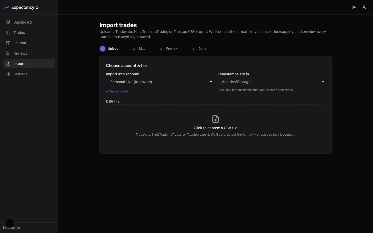 Import wizard upload step